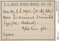 Etiketten zu Diamant (NHMW-MIN-Ab3923)